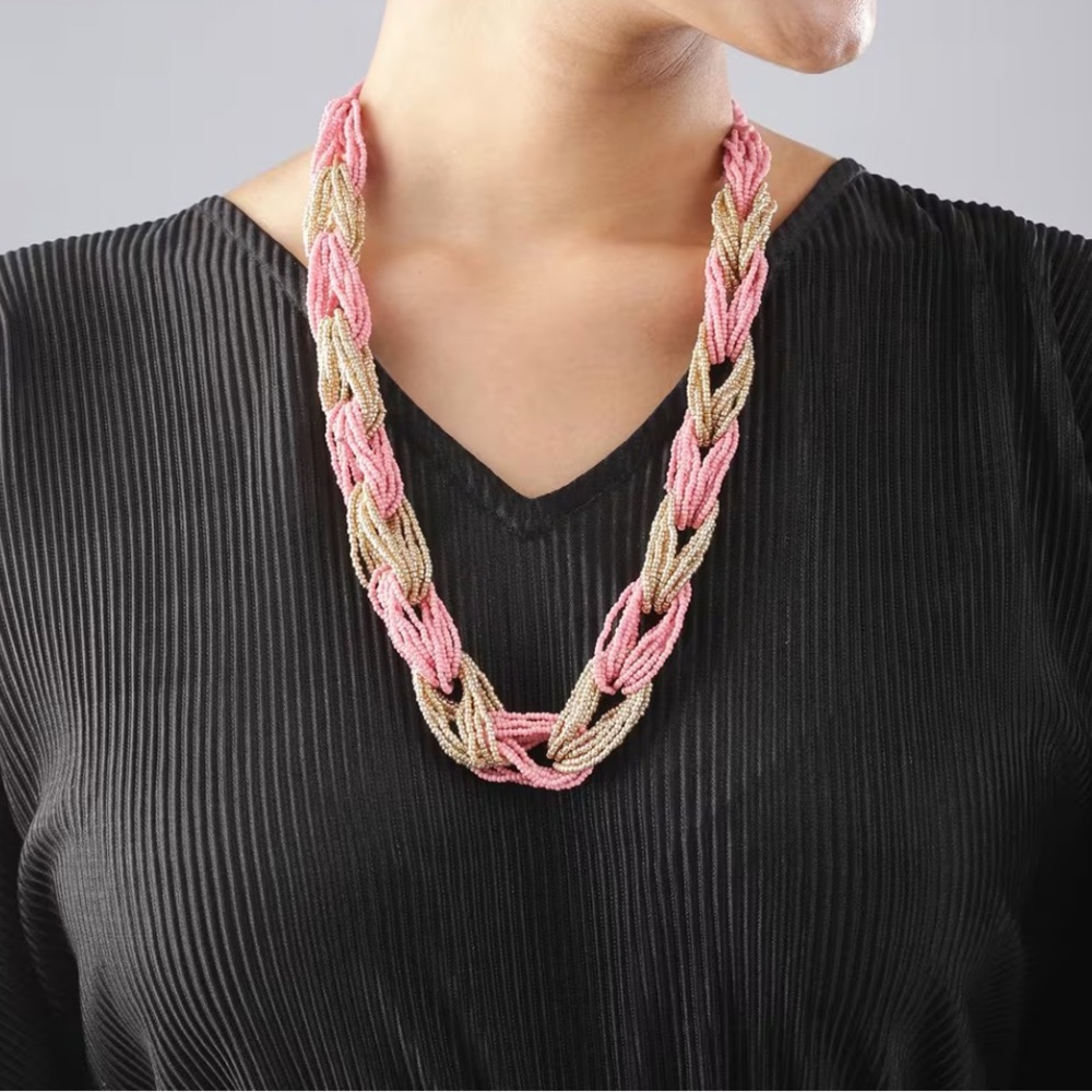 Coral and Beige Linking Style Necklace